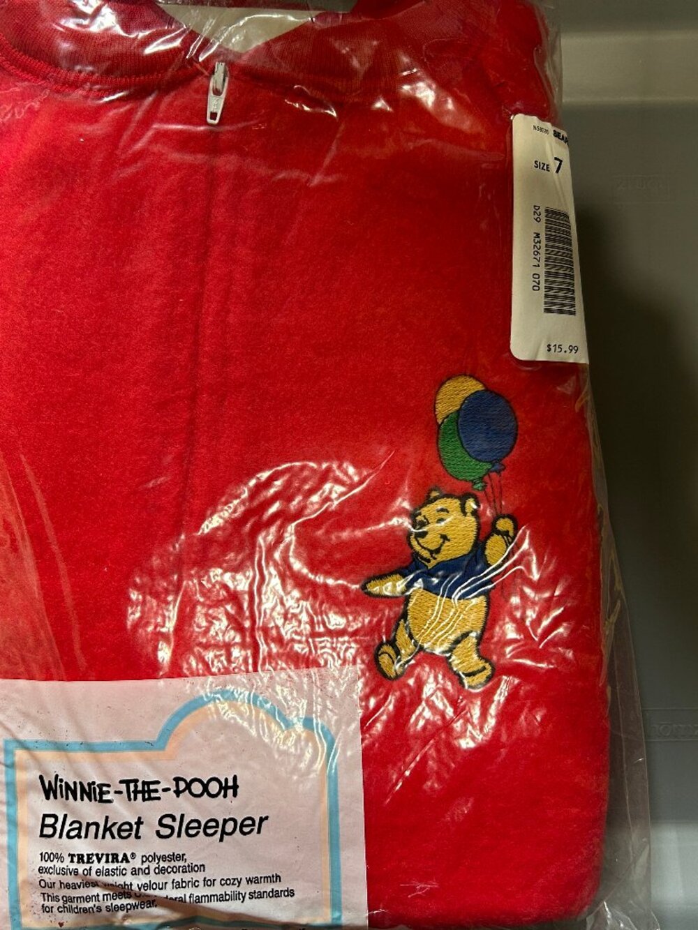 Vintage Sears Winnie the Pooh Disney Blanket Sleeper - Size 7